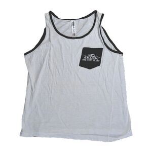 ​ARUBA CASUAL ONE HAPPY ISLAND WHITE BLACK TRIM POCKET TANK TOP MENS SIZE SMALL